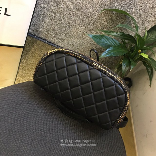 Chanel女包 69964 2019Chanel最新編織 黑配金色時尚雙肩背包 香奈兒後背包 Chanel新款背包  djc2996